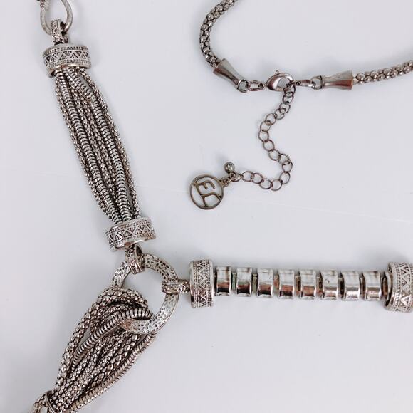 VTG Y2K Signed Erica Lyons Necklace Silver Tone Statement Mixed Chains - Picture 5 of 15